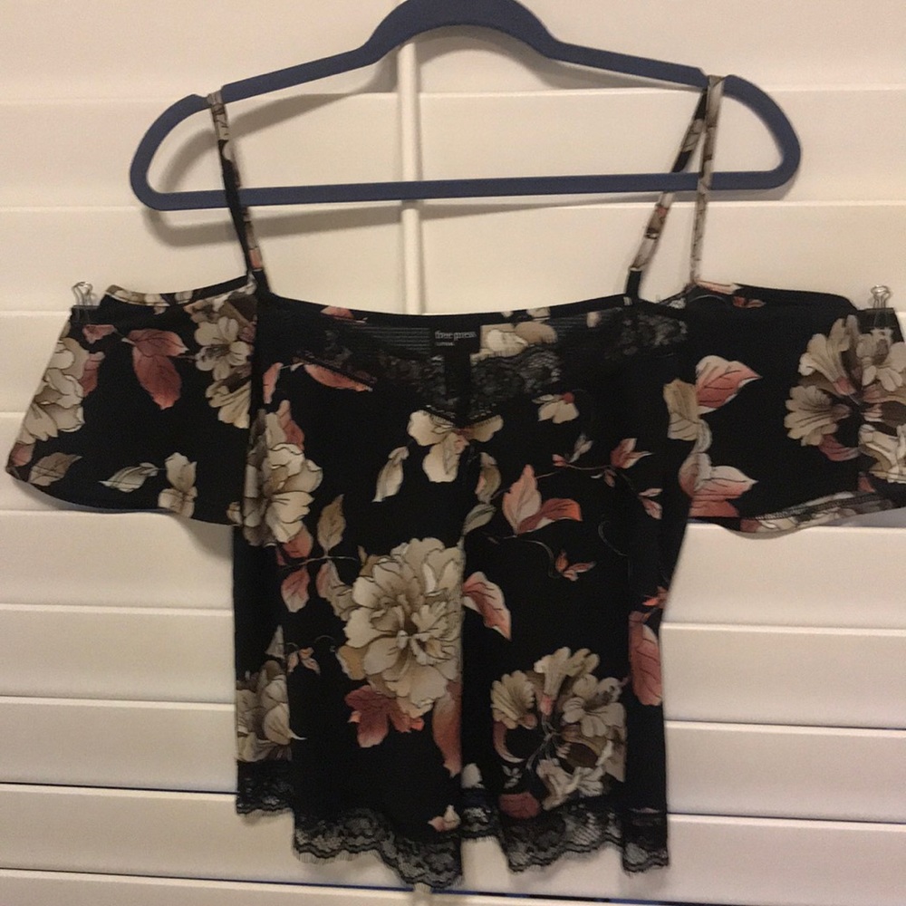 Free People cold shoulder printed top